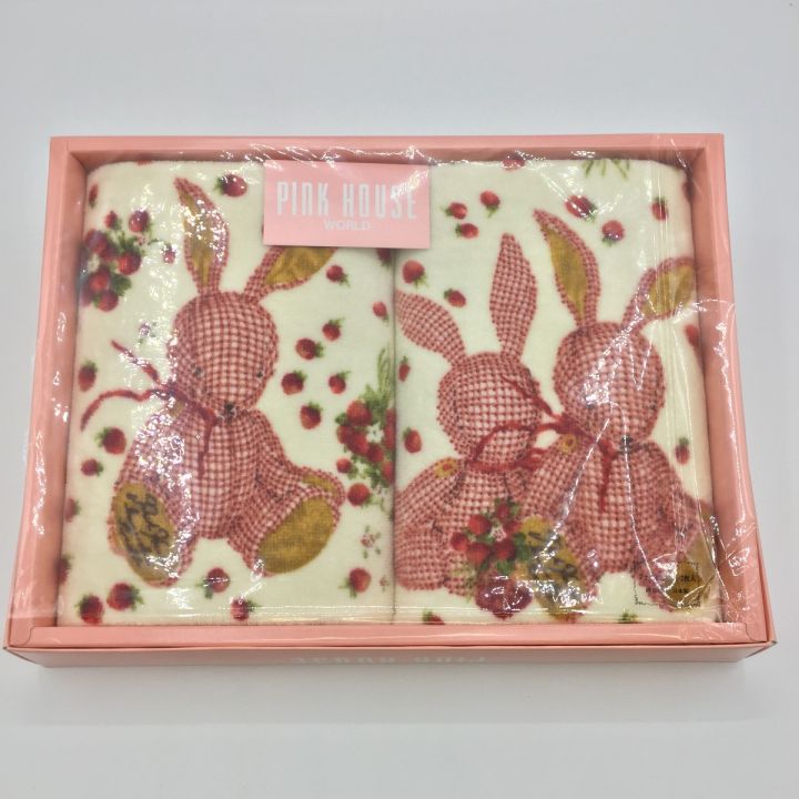 希少 激レア ピンクハウス ギンガムうさぎ バスタオル ウォッシュ