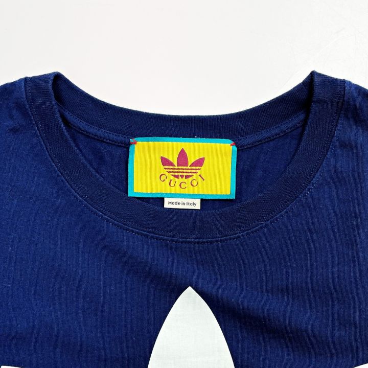 GUCCI グッチ adidasコラボ ロゴプリント半袖Tシャツ ネイビー SIZE XS