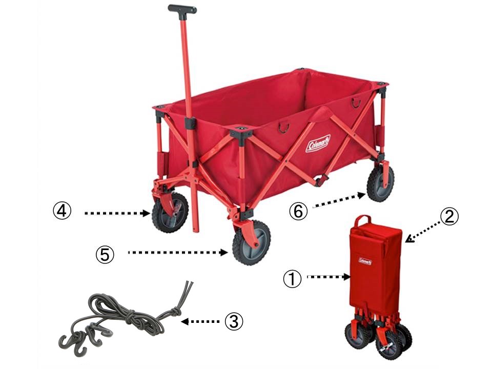 コールマン】アウトドアワゴン キャリーカート 折りたたみ式 レッド