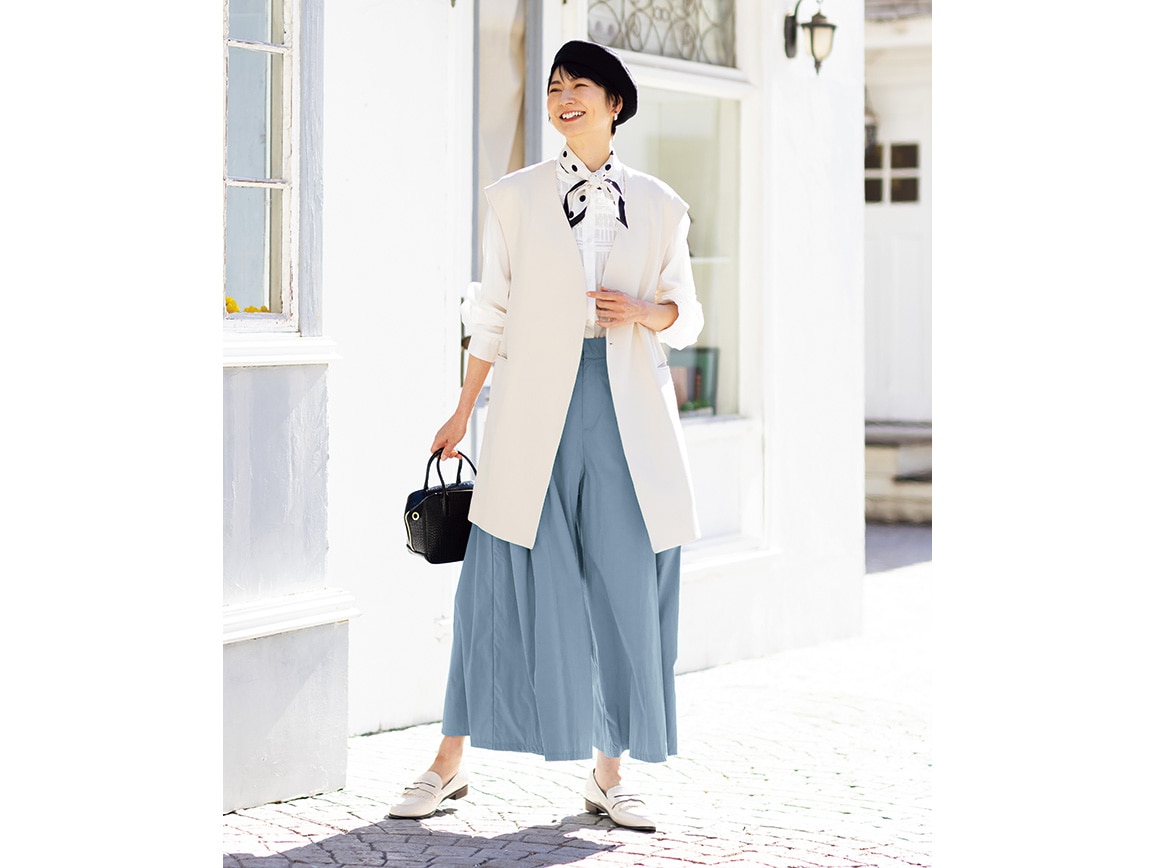 キュロットタックガウチョパンツ(02_M 68_シャドーブルー