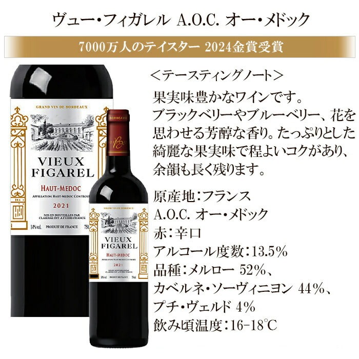 オール金賞受賞！フランス産厳選赤ワイン12本セット