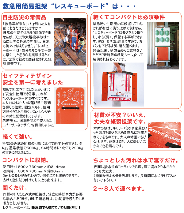 緊急用簡易担架 レスキューボード 3つ折| 防災グッズ特集 | 【ミドリ