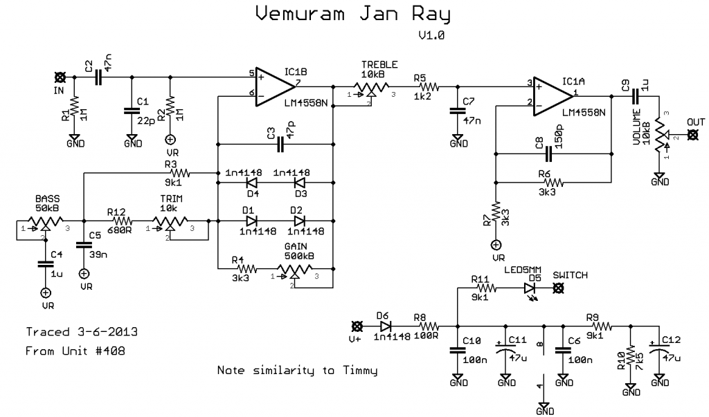 VEMURAM Jan Ray オーバードライブ VEMURAM Jan Ray clone 自作