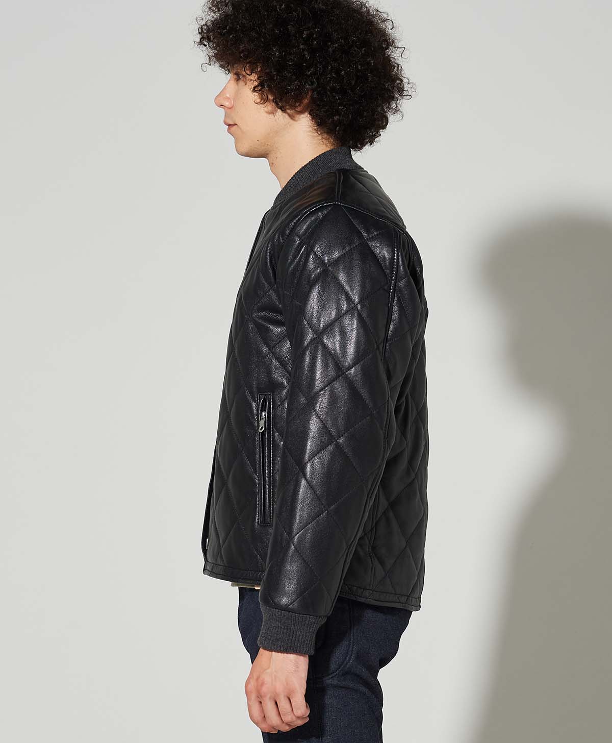 Leather jacket diamond quilted leather blouson | Kadoya official