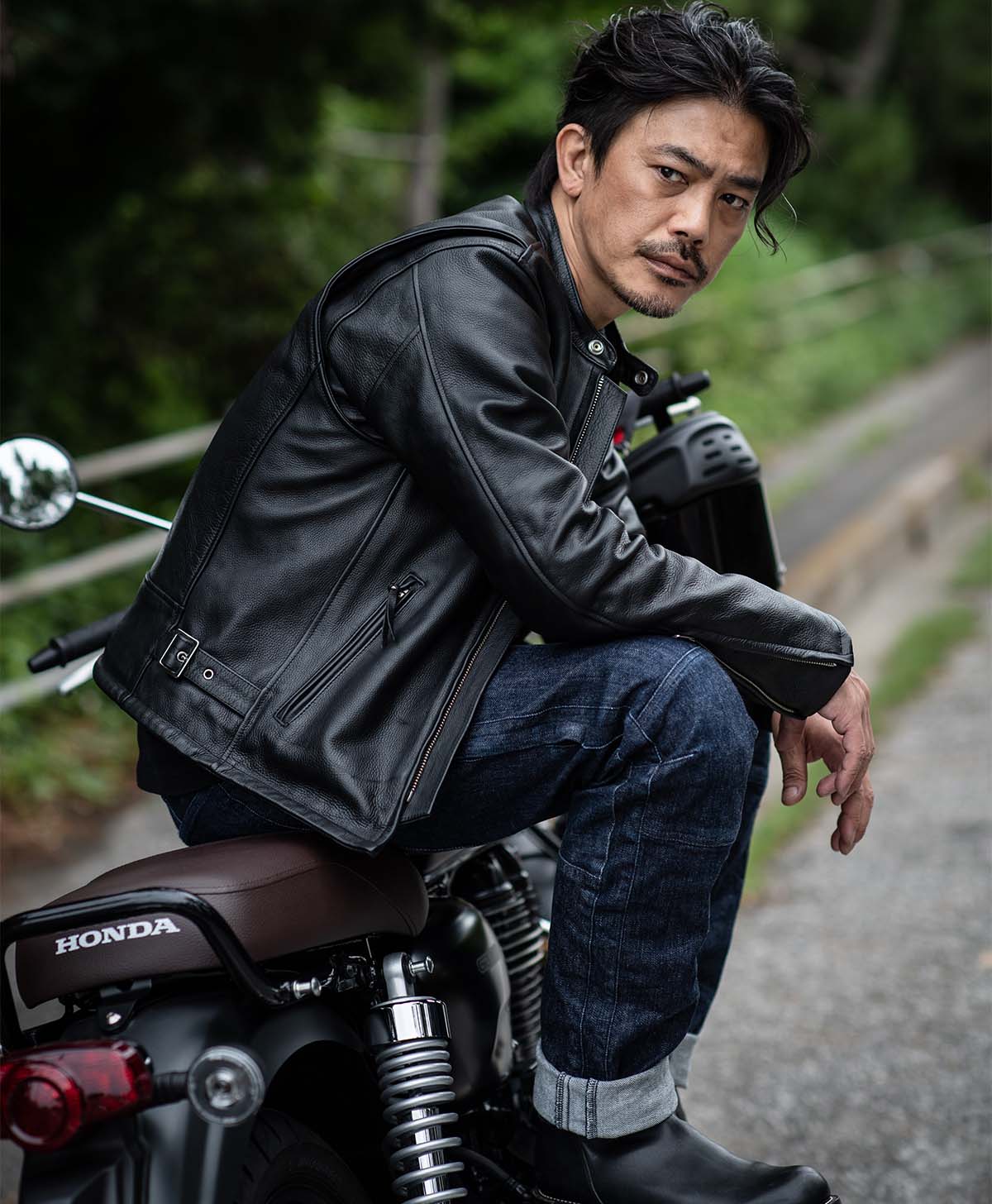 BOSS ブラックレザー シングルライダースジャケット BOSS レザー