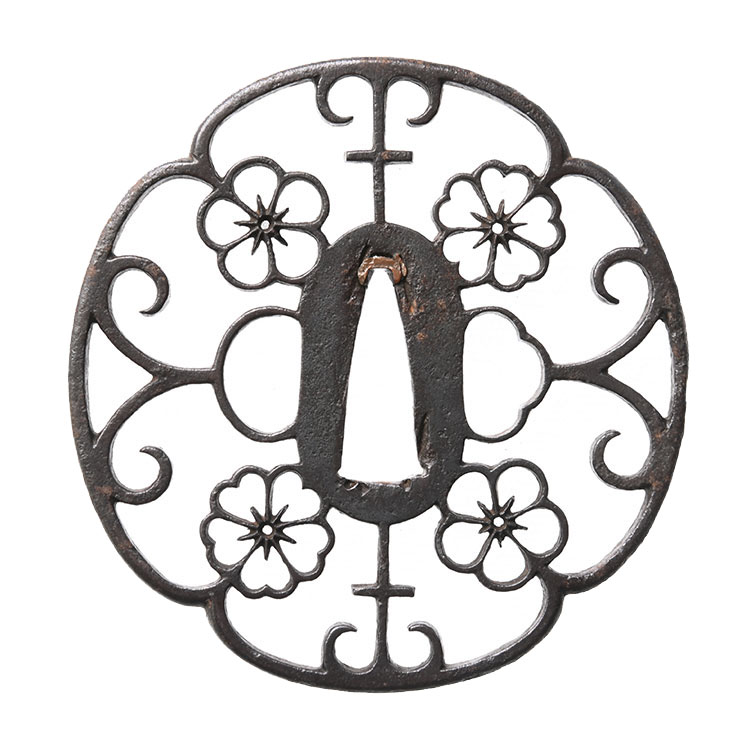 京透 四方蕨手梅桜透鍔/鐔 ｜日本刀販売は永楽堂