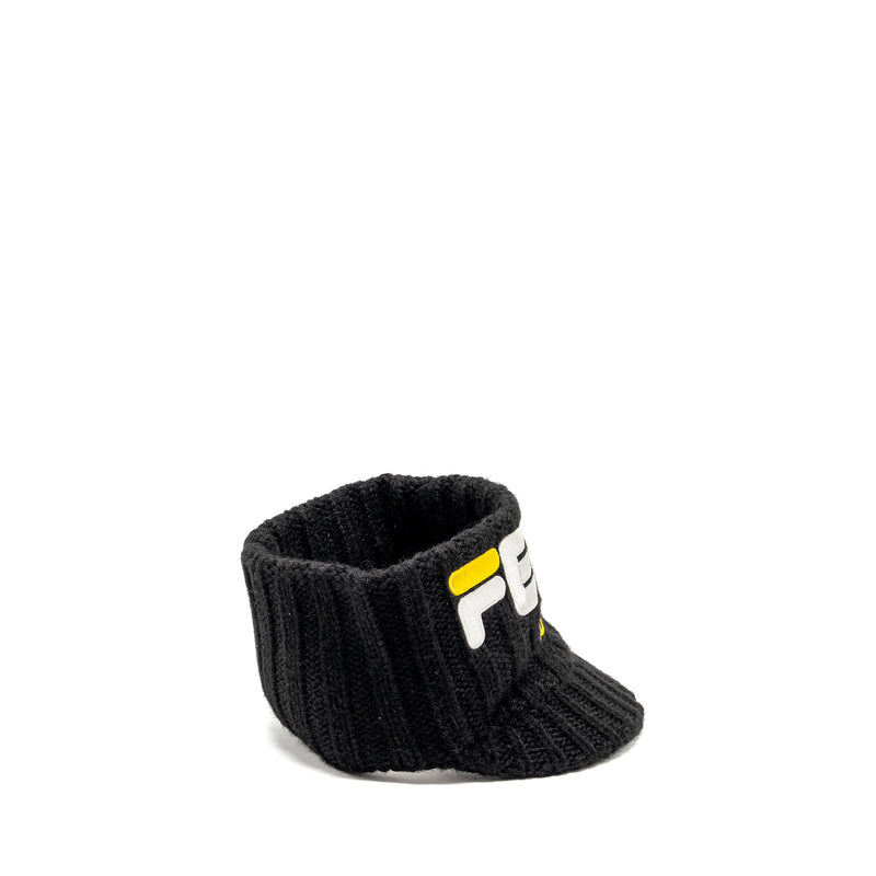 Fendi Mania Logo-Embroidered Knitted Headband Cap hat Alpaca/Wool Blac