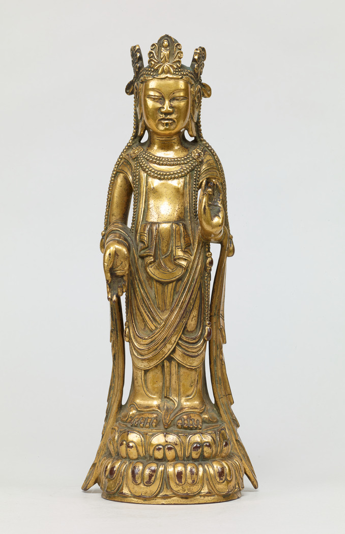 銅製:岩上白衣観世音菩薩立像 銅製:岩上白衣観世音菩薩立像 白衣観音