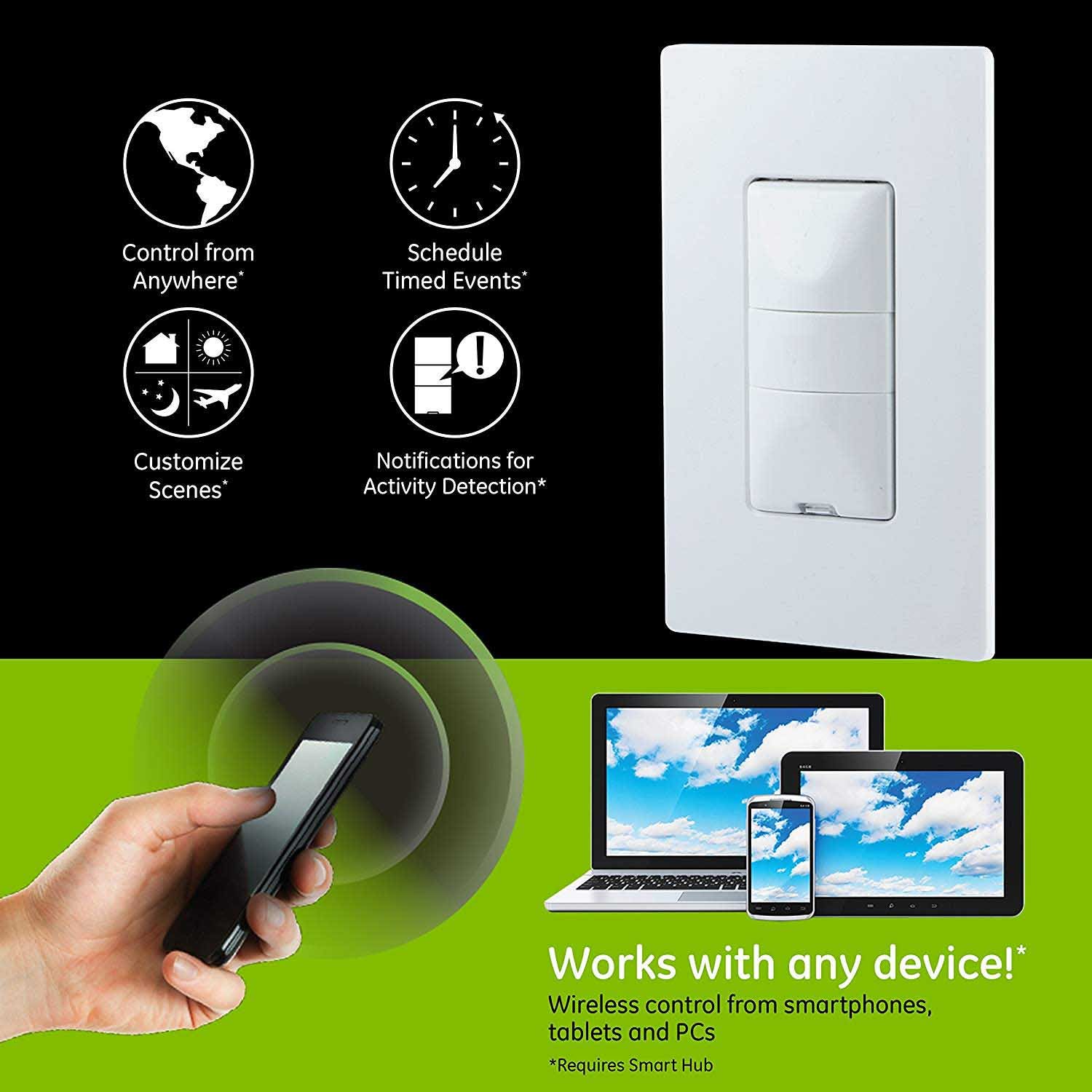 Enbrighten Z-Wave In-Wall Smart Motion Switch, White/Almond