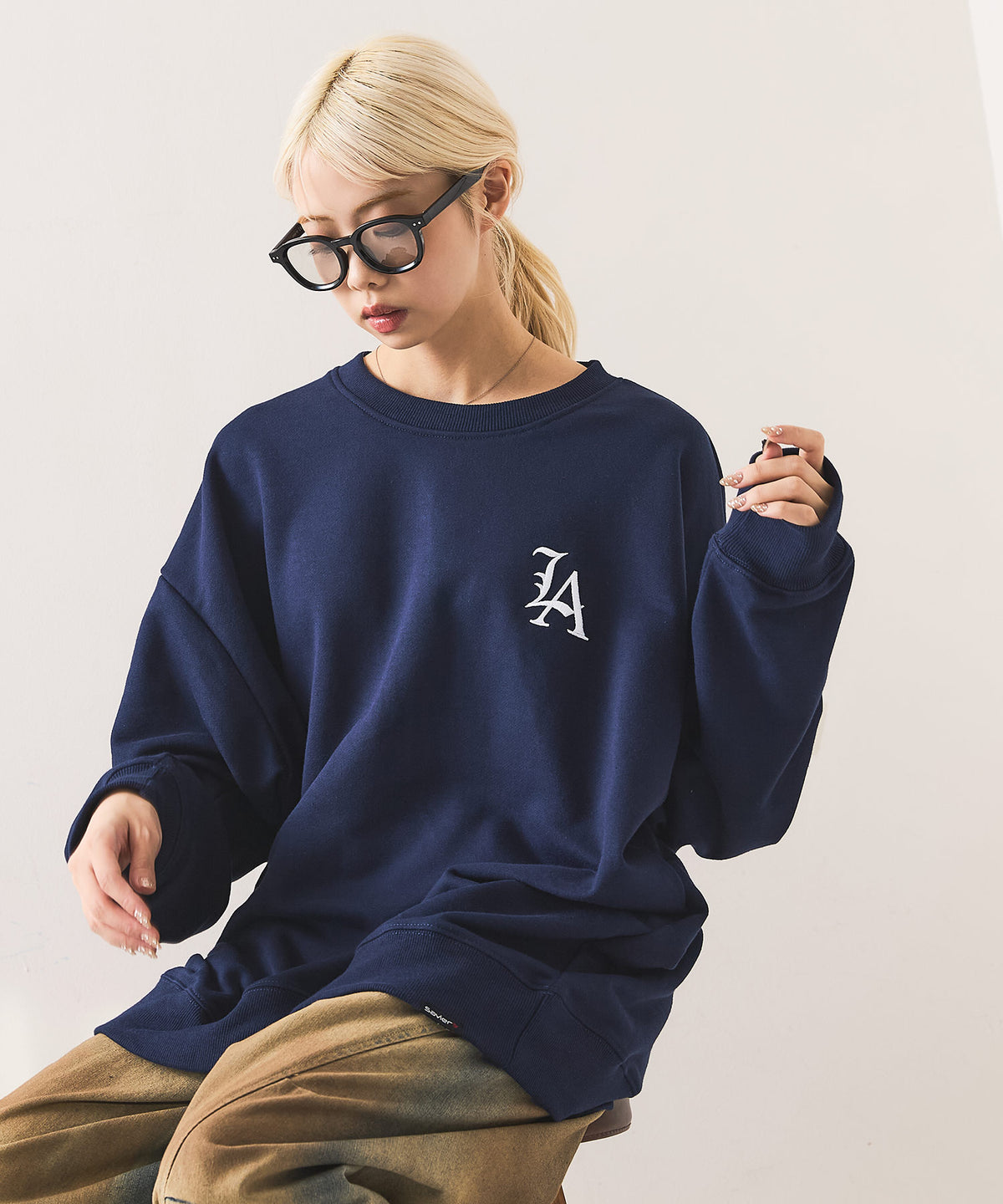 SAVIER：サビアー】LA ロゴ刺繍 ルーズスウェット 【セットアップ可能