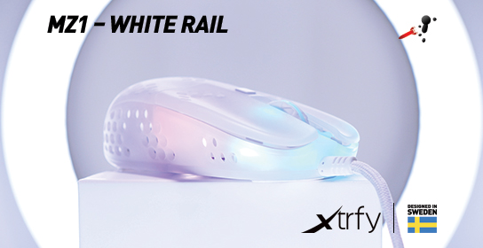XtrfyからRocket Jump Ninja氏デザインのコラボマウスのホワイト