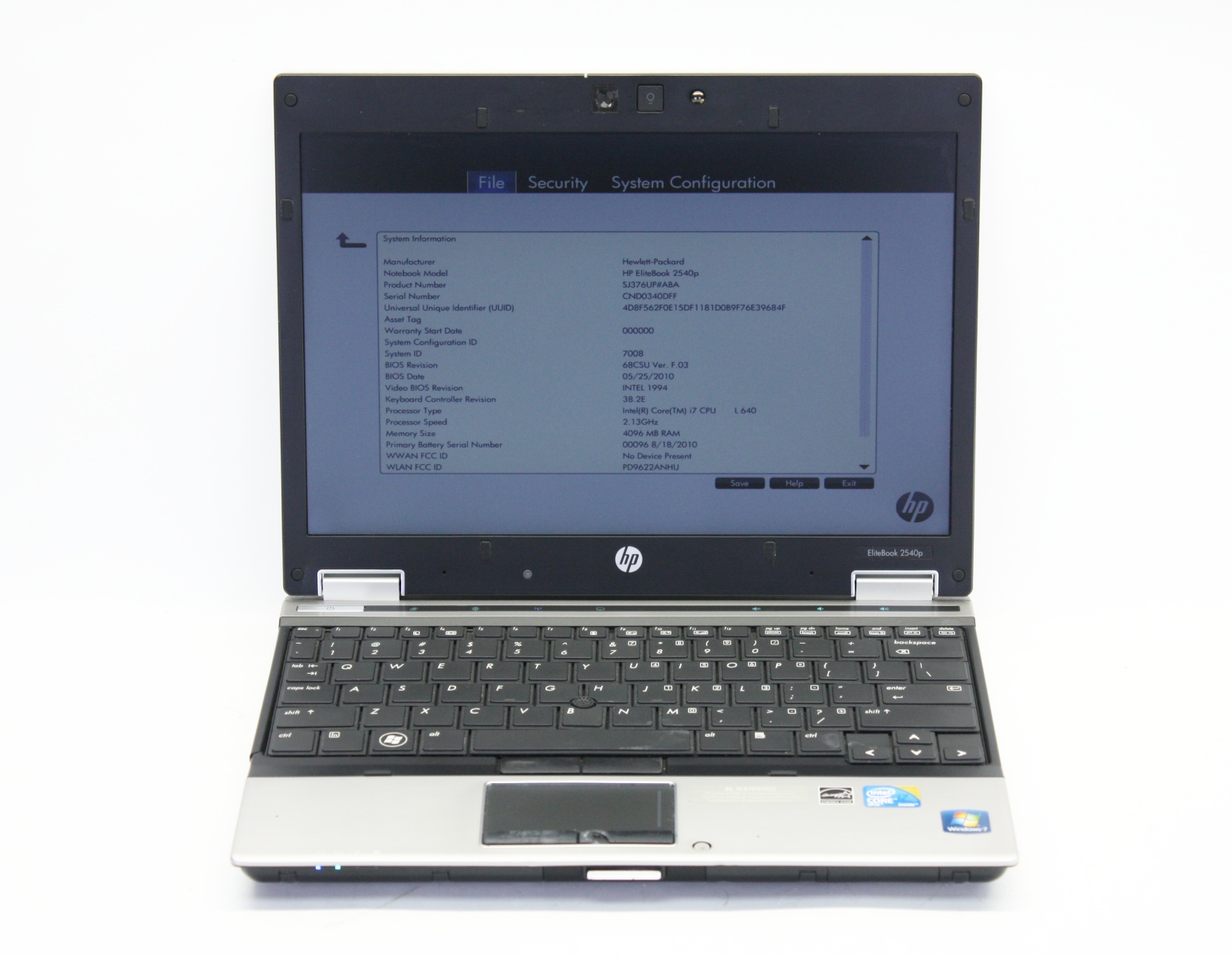 HP Elitebook 2540p Laptop i7-L640 2.13GHz 4GB RAM » eRecycler Online