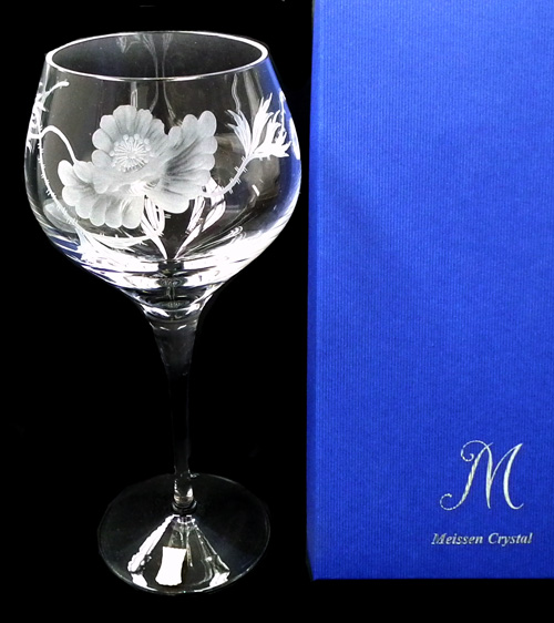 マイセン 花柄エッチングクリスタル グラス