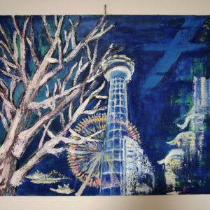 油絵F20号 蛍と舞う 油絵F20号 蛍と舞う 油絵F20号蛍と舞う