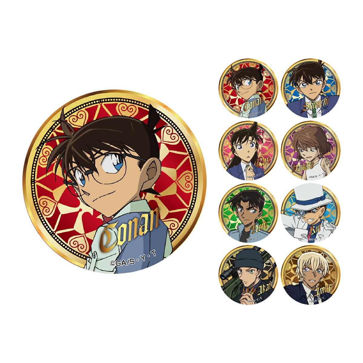 名探偵コナン 缶バッジ 直径約5.8CM毛利蘭 工藤新一（黒A26)