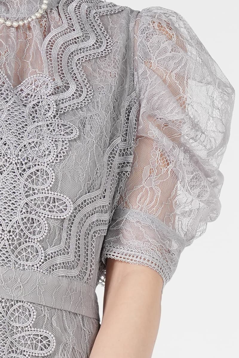 SNIDEL スイッチングレース刺繍ライトグレードレス (S〜M) をレンタル