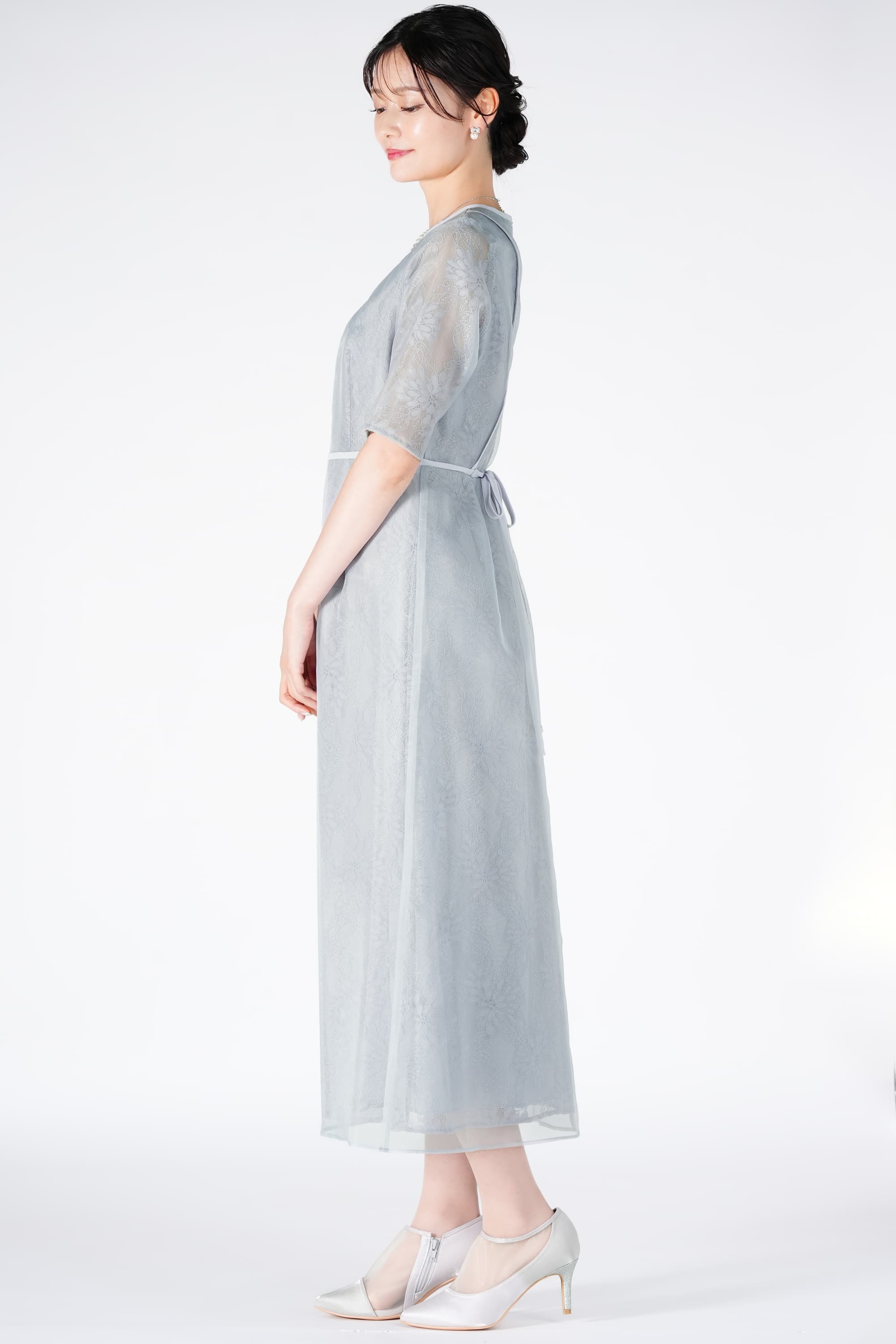 URBAN RESEARCH ROSSO シアーレース可憐サックスブルードレス (M) を