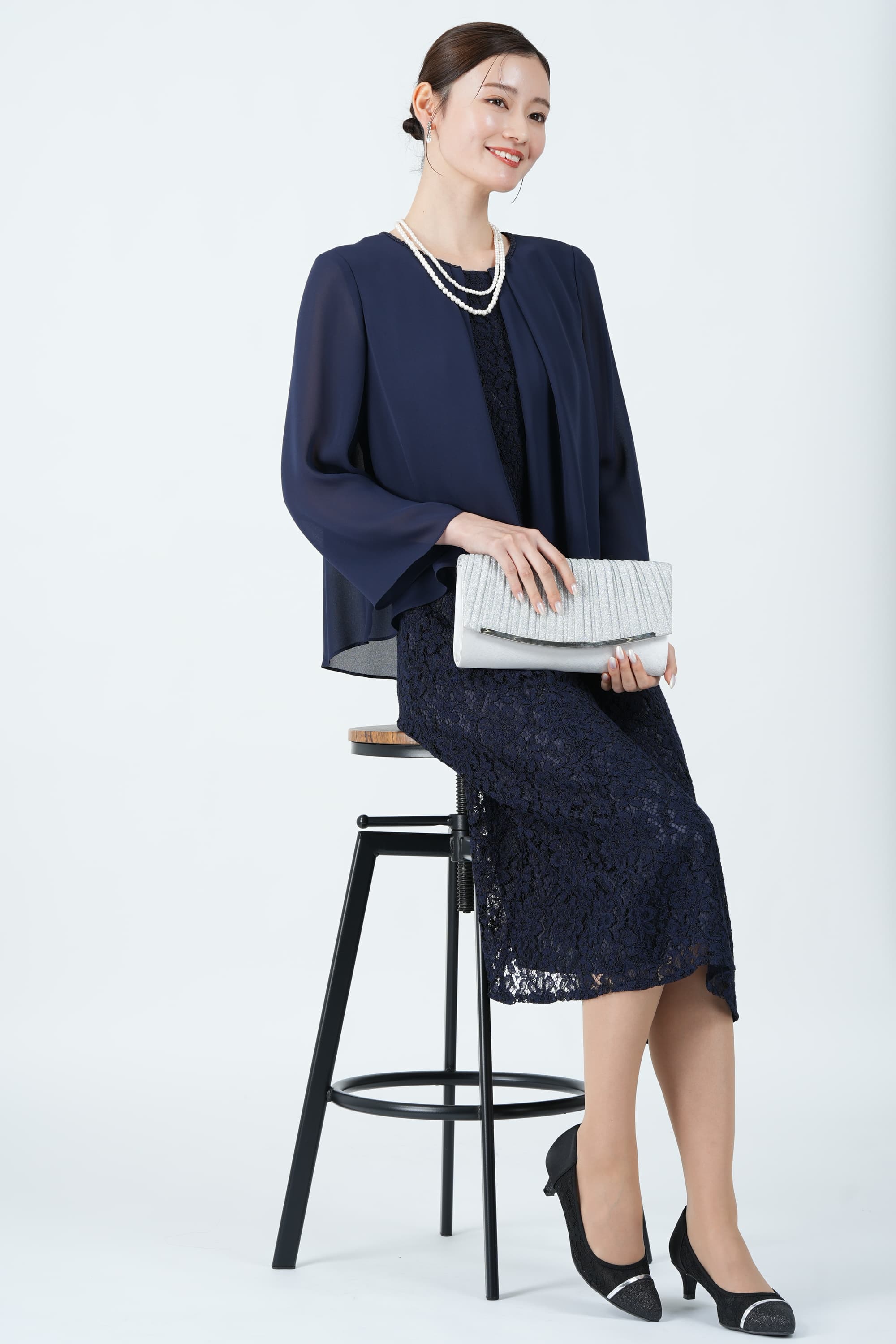 Apploberry 東京ソワール シフォンカバーアップ×総レースネイビー