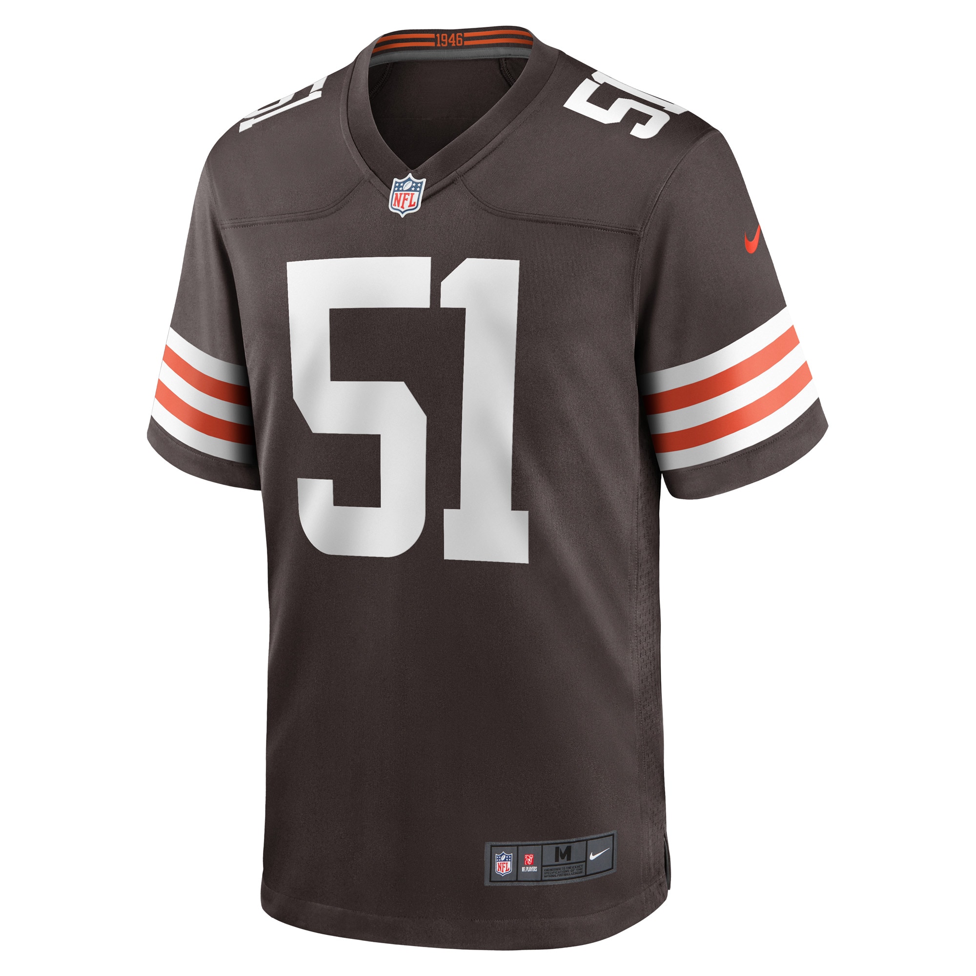 Men's Nike Jordan Kunaszyk Brown Cleveland Browns Game Player Jersey