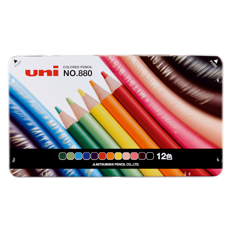 MITSUBISHI】 三菱色鉛筆 NO.880 12色(12色): ビジター表示商品