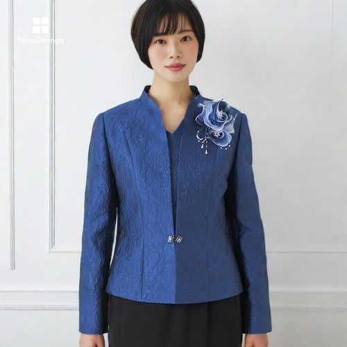 イタリア3Dジャガードのジャケット 11号・ネイビー｜東京ソワール