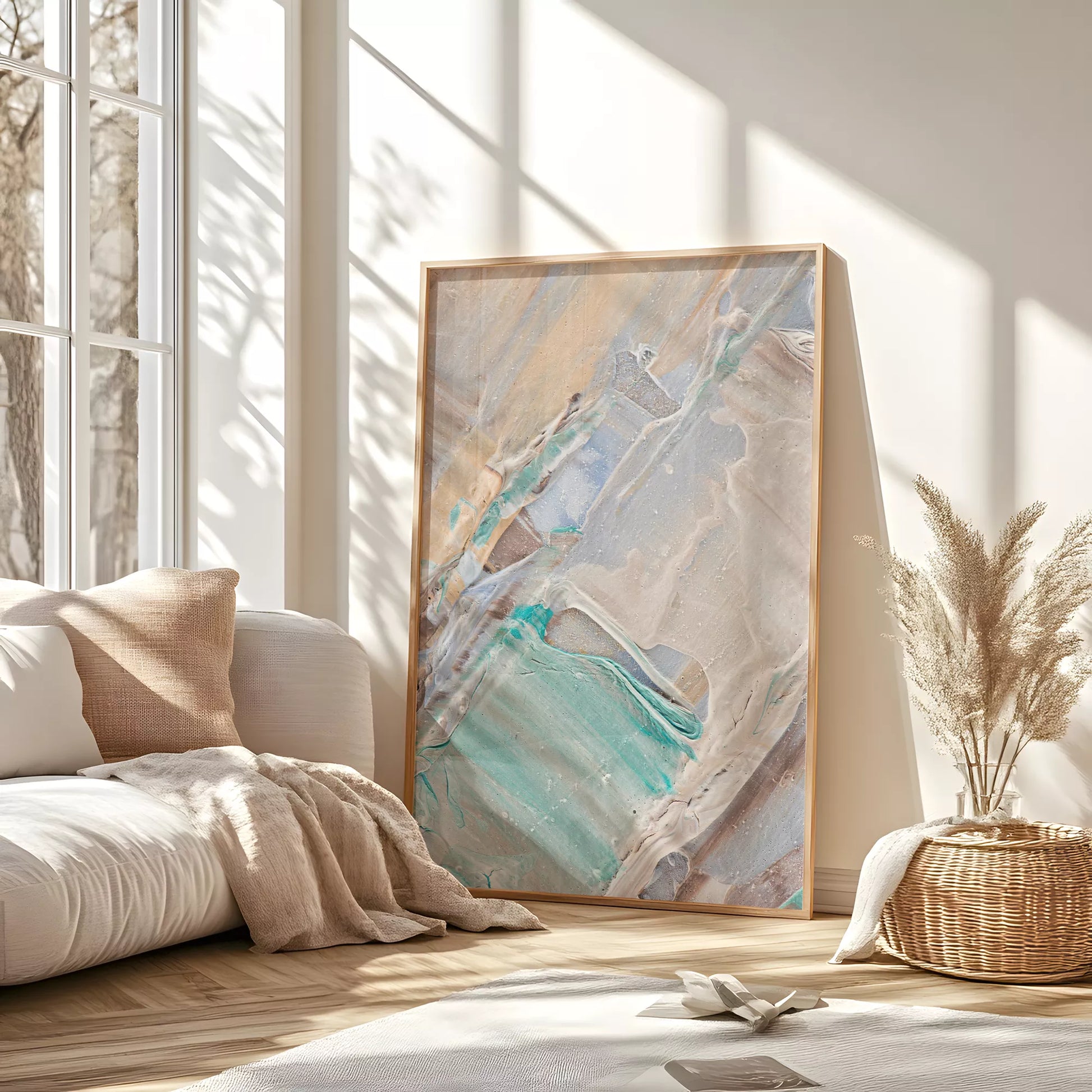 アートポスター 抽象テクスチャベージュミント – FashionWallArt