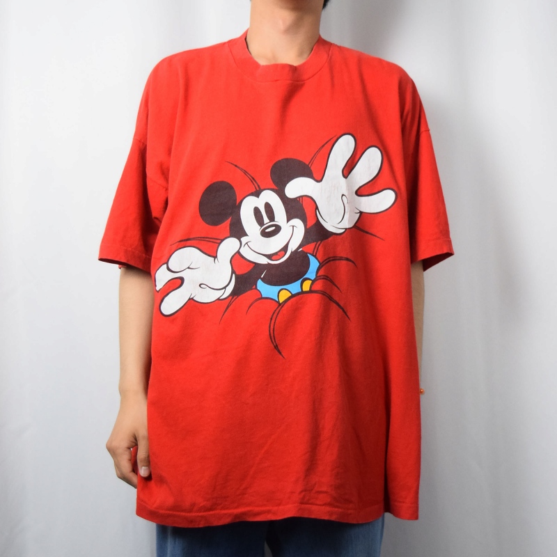 90s 90年代 ディズニー Diseny ミッキーマウス 赤 レッド 半袖 赤