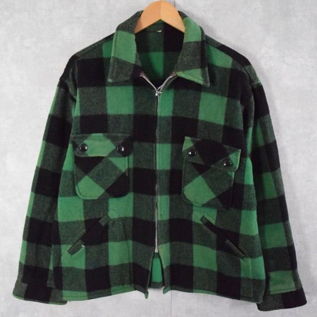 60年代 60s ウール シャツ グリーン ブラック 黒 │ヴィテージ古着屋