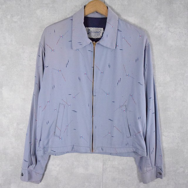 50's vintage レーヨンギャバジンジャケット カスリ柄 リバーシブル 50