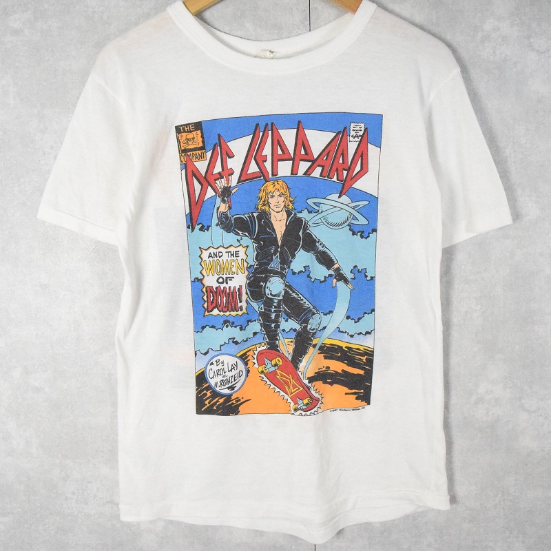 80年代 80s デフレパード カナダ製 バンT 白 ホワイト 半袖