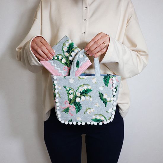 ピュールミュゲ ハンカチ(シルバーグレー×ピンク): FEILER｜フェイラー