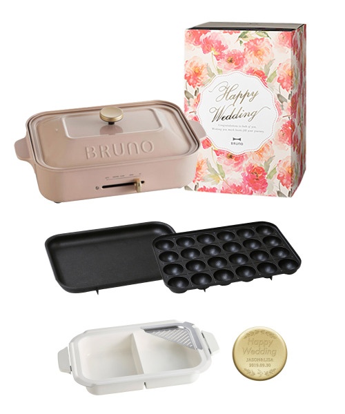 結婚祝い》コンパクトホットプレート+仕切り鍋＋刻印ノブ ギフトセット