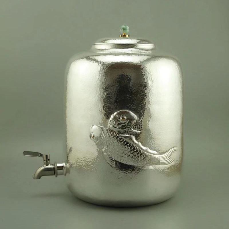 オオヤマレンゲ 煎茶道具 白銅いぶし銀 槌目 銀瓶 湯沸 V R8196 uk3s 純銀