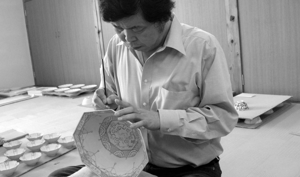 古九谷 九谷焼 輪華皿 陽刻 花の図 蔵出し 5客 九谷焼作家 山本