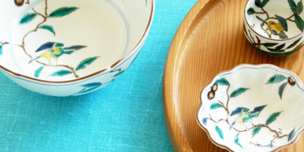 長角皿 蔦花鳥/泰山窯