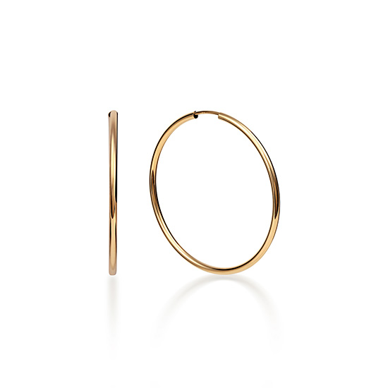 18K フープピアス イエローゴールド 小さめ 30mm x 1.5mm 【アンフィニ】