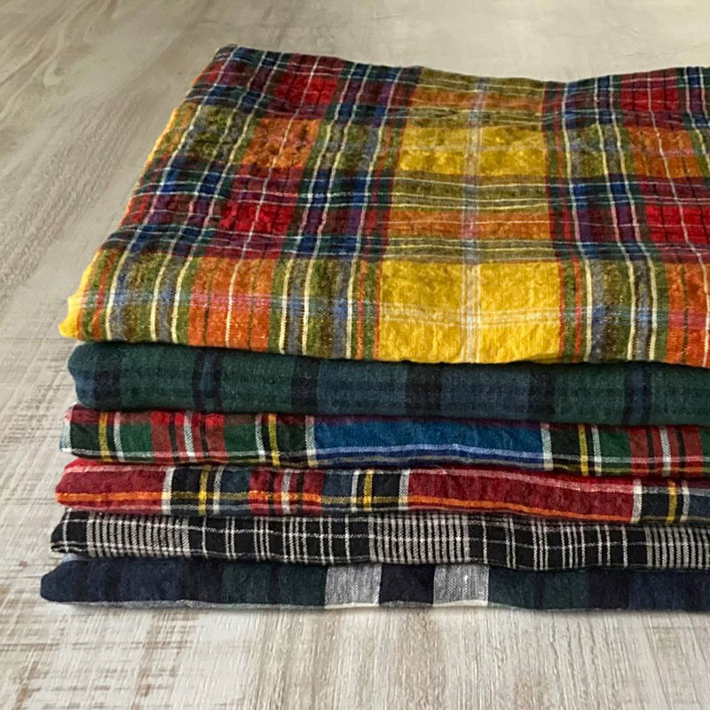 60番手リネン チェック柄 東炊き91 - 生地といろ | 生地（服地）の企画