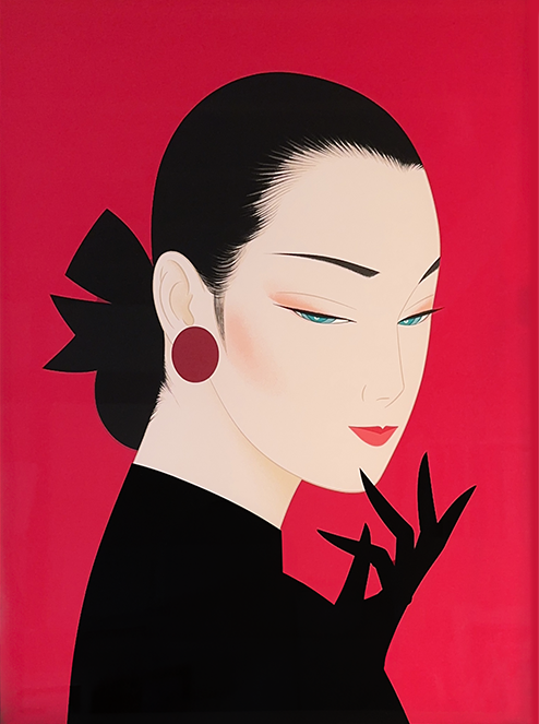 鶴田一郎 魅惑の時 華(はな) 希少 レア美人画 パズル 完成品 額付2枚