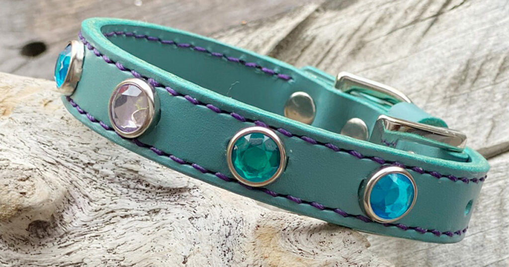 首輪（ターコイズ・青・緑） | 革で作る犬の首輪の専門店 FiveDrops