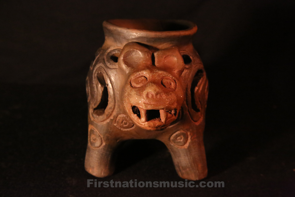 Museum Quality Mayan Jaguar Incense Burner Hand Carved Polychrome