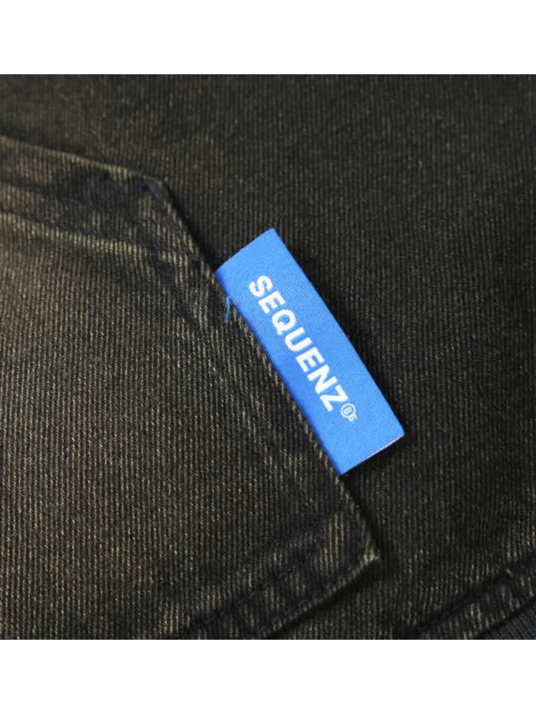 ブラック 【SEQUENZ】ウォッシュドデニムフルジップパーカー