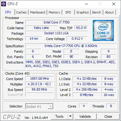 CPU-Z」CPUのハードウェア情報を表示するツール - 窓の杜