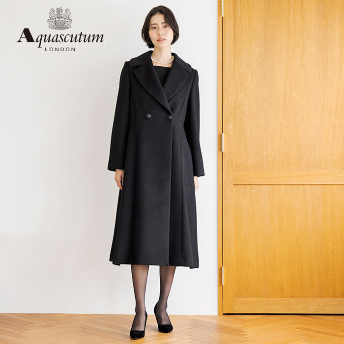 アンゴラ混のクラシカルなコート M・ブラック｜東京ソワール