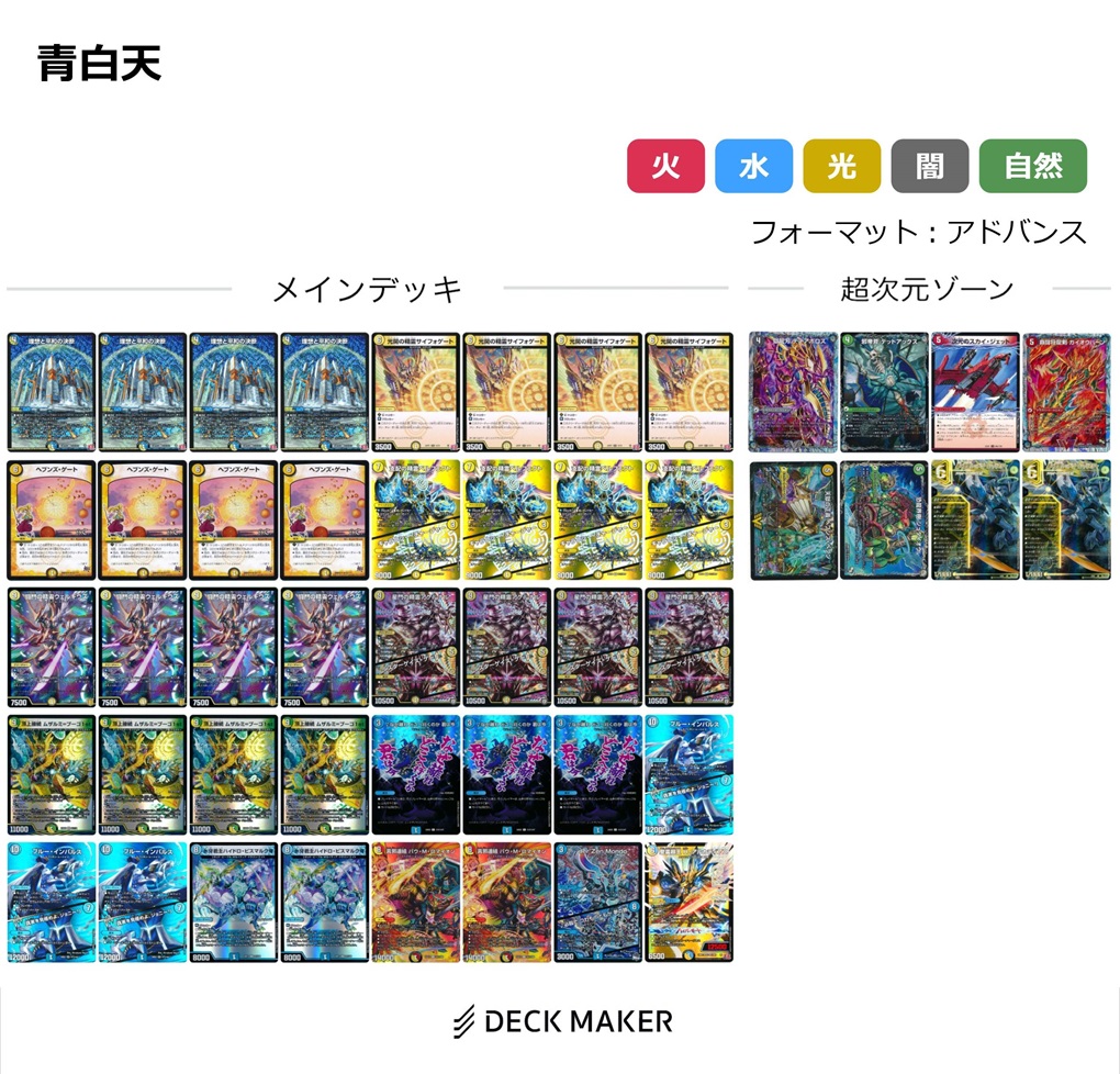 青白天門デッキ(高レート) 2重スリーブ付き 青白天門デッキ(高レート