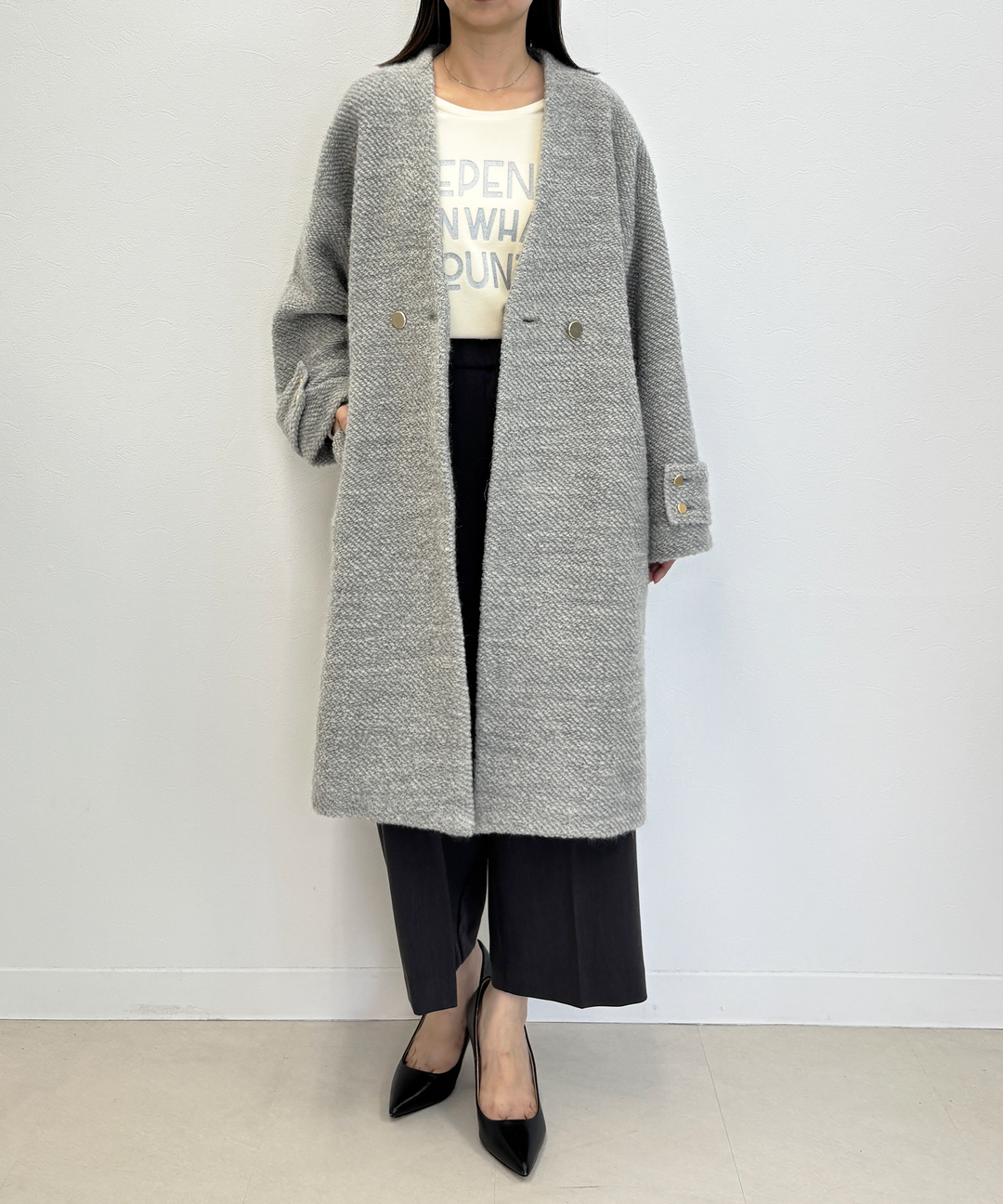 Vネックロングコート – FACE SANS FARD