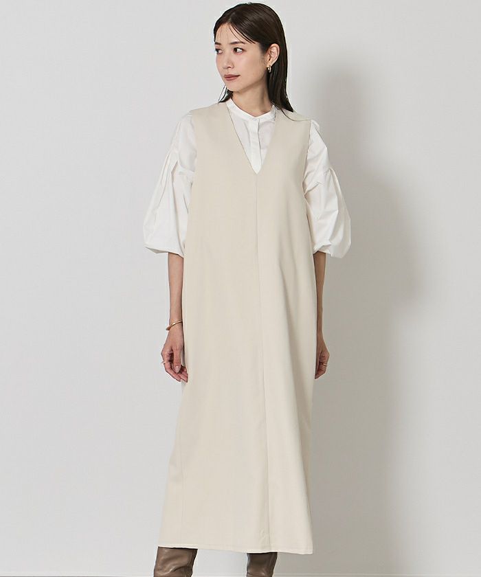 ソフトツイルディープVネックIラインワンピース | ur's（ユアーズ）