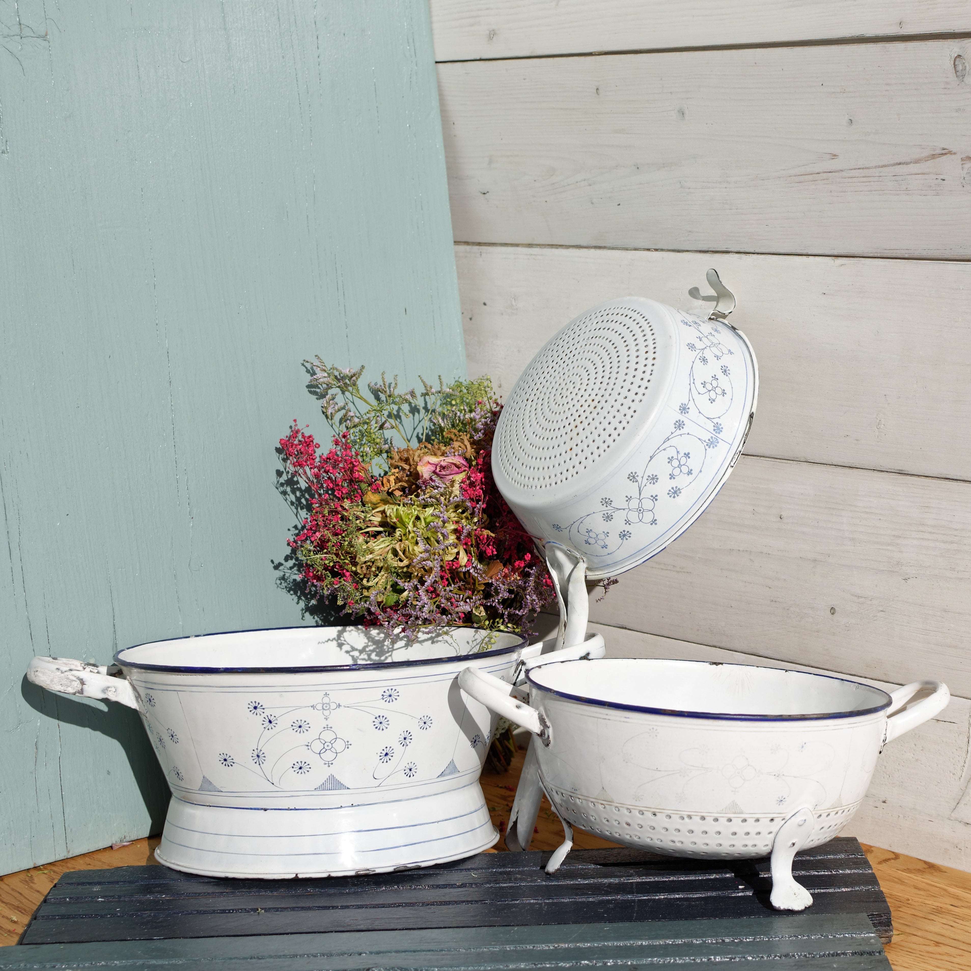 1930年代〜ホーローザル3個セット〜フランスアンティーク収集品