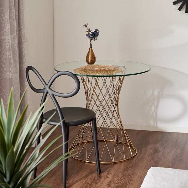 マーリア ダイニングテーブル クリア×ゴールド（φ800） | Francfranc