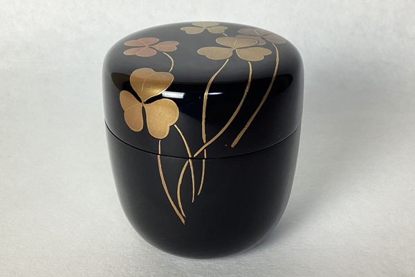 羊歯葉蒔絵棗 木製真塗 銘無し 茶道具 シダ植物 T707