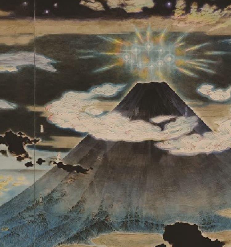 空飛ぶ前衛抽象画家の糸川裕志のポップアートの富士山曼荼羅の中の一点